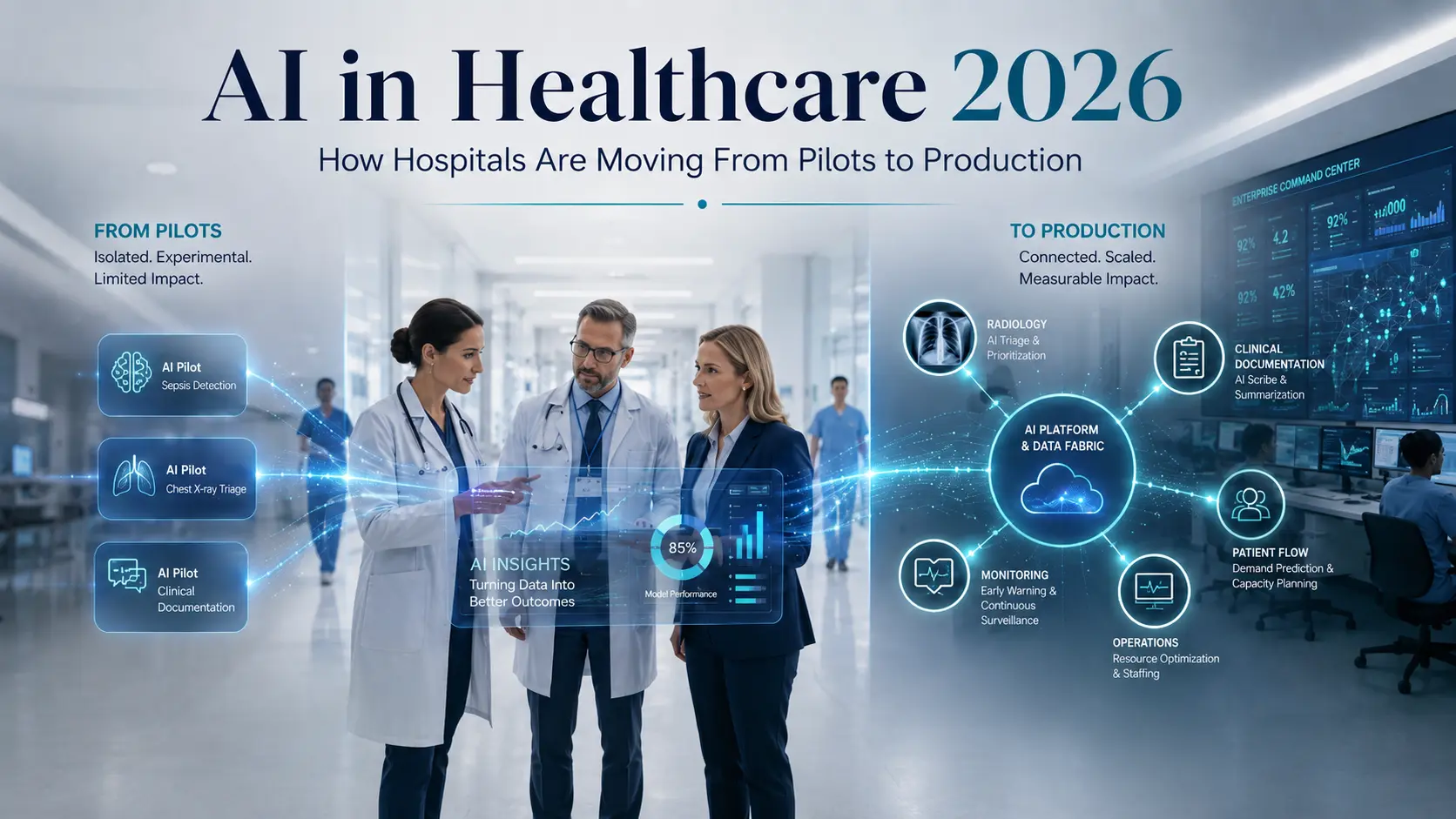 Blog image showing about - AI in Healthcare 2026: How Hospitals Are Moving From Pilots to Production